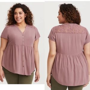Torrid 3x DUSTY PURPLE LACE CREPE BABYDOLL